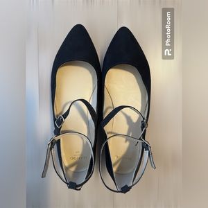 MANGO Black Strappy Ballet Flat size 7.5 in excellent condition
